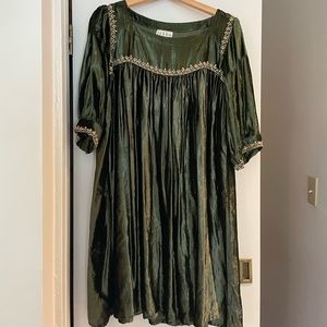 Green Velvet Shift Dress